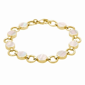 9ct Yellow Gold Mother of Pearl Nine Stone Round Ring Bracelet