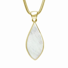 9ct Yellow Gold Mother of Pearl Pointed Pear Necklace