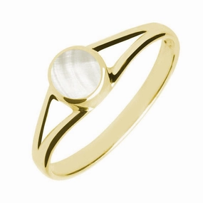 9ct Yellow Gold Mother of Pearl Round Split Shoulder Ring