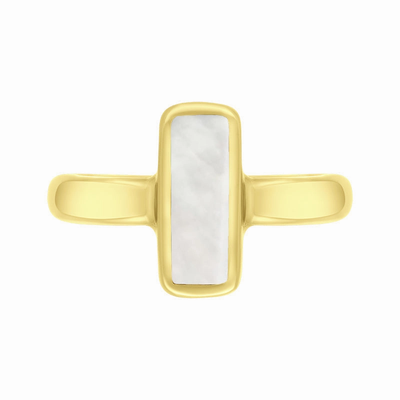 9ct Yellow Gold Mother of Pearl Slim Oblong Ring