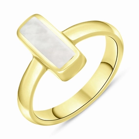 9ct Yellow Gold Mother of Pearl Slim Oblong Ring