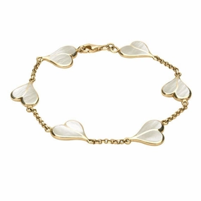 9ct Yellow Gold Mother of Pearl Split Heart Bracelet