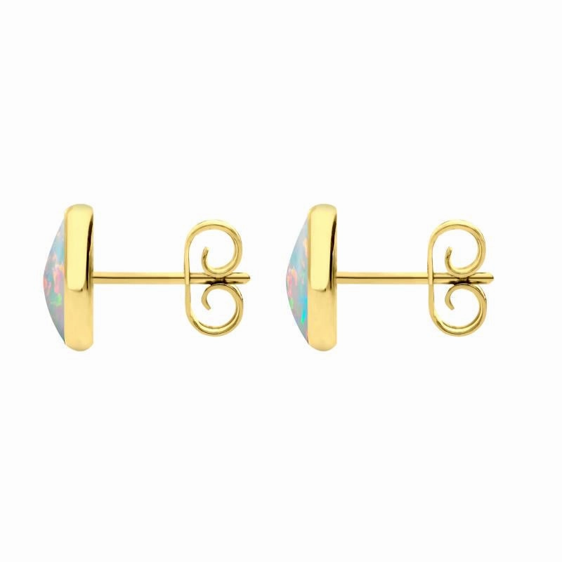 9ct Yellow Gold Opal 8mm Classic Large Round Stud Earrings