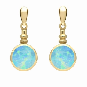 9ct Yellow Gold Opal Bottle Top Drop Earrings