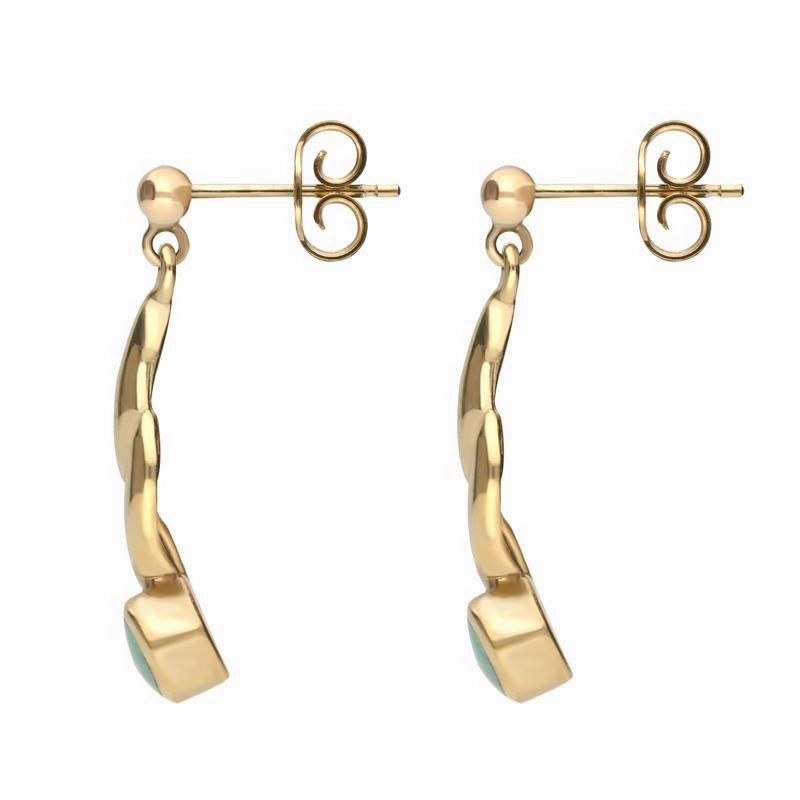 9ct Yellow Gold Opal Double Twist Drop Earrings