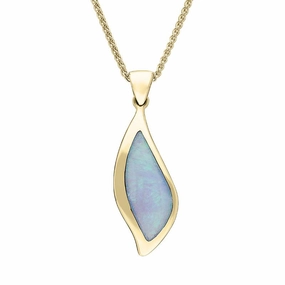 9ct Yellow Gold Opal Leaf Shaped Necklace