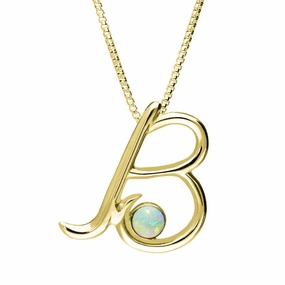 9ct Yellow Gold Opal Love Letters Initial B Necklace