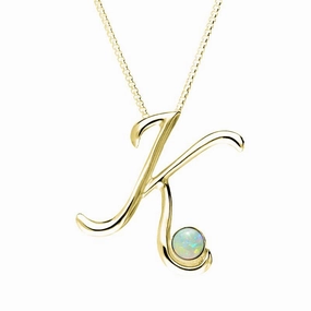 9ct Yellow Gold Opal Love Letters Initial K Necklace