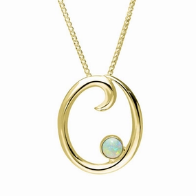 9ct Yellow Gold Opal Love Letters Initial O Necklace