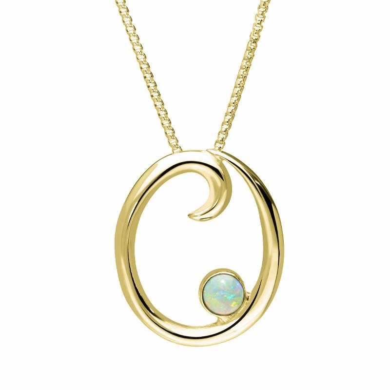 9ct Yellow Gold Opal Love Letters Initial O Necklace