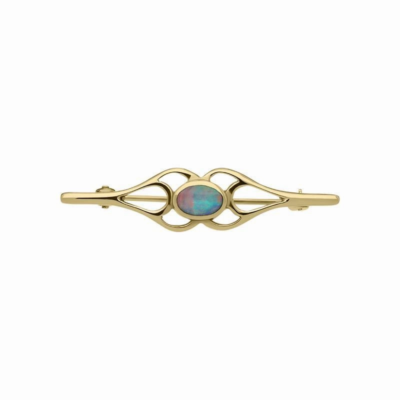 9ct Yellow Gold Opal Pierced Spoon Brooch