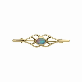 9ct Yellow Gold Opal Pierced Spoon Brooch