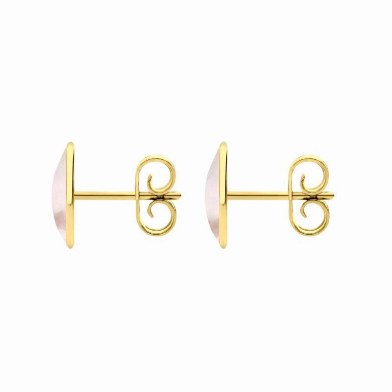 9ct Yellow Gold Pink Mother of Pearl 8 x 10mm Classic Large Oval Stud Earrings