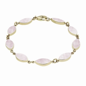 9ct Yellow Gold Pink Mother of Pearl Marquise Bracelet