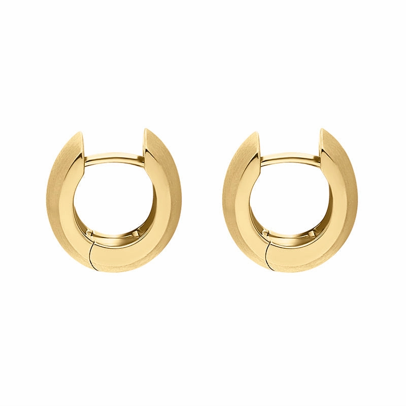 9ct Yellow Gold Satin Domed Hoop Earrings