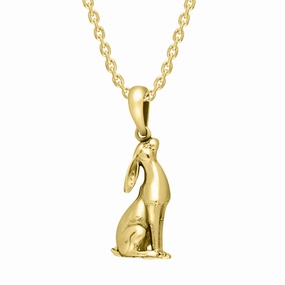 9ct Yellow Gold Small Moon Gazing Hare Necklace