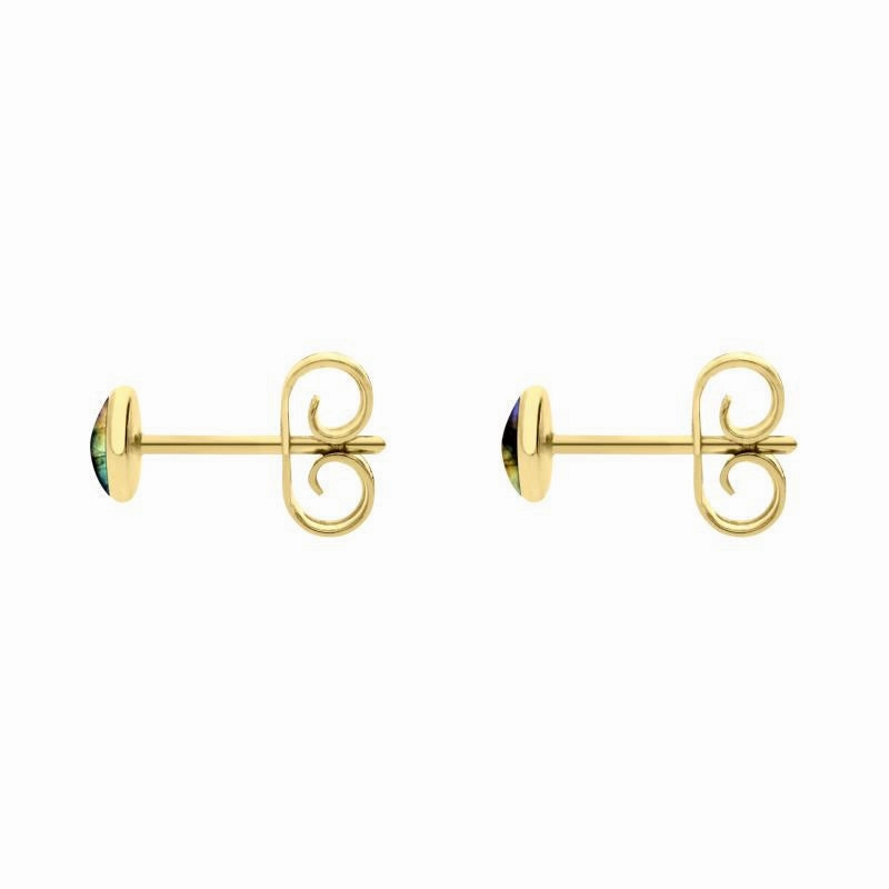 9ct Yellow Gold Spectrolite 4mm Classic Small Round Stud Earrings