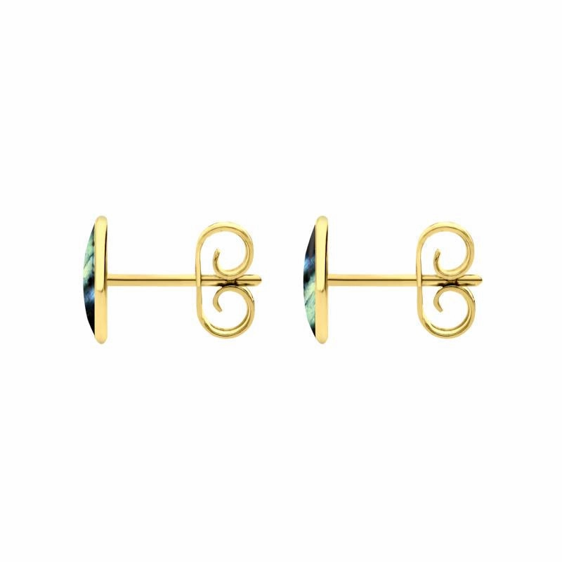 9ct Yellow Gold Spectrolite 8 x 6mm Classic Medium Oval Stud Earrings