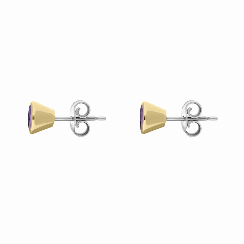 9ct Yellow Gold Sterling Silver Blue John Stepping Stones 5mm Round Stud Earrings