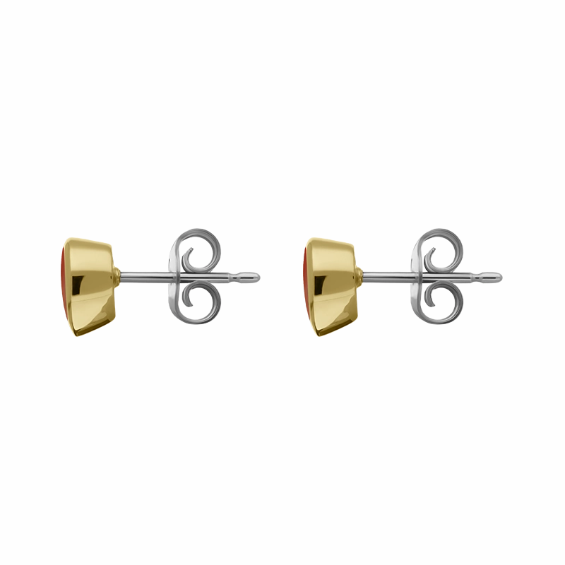 9ct Yellow Gold Sterling Silver Carnelian Stepping Stones 5x7mm Pear Stud Earrings