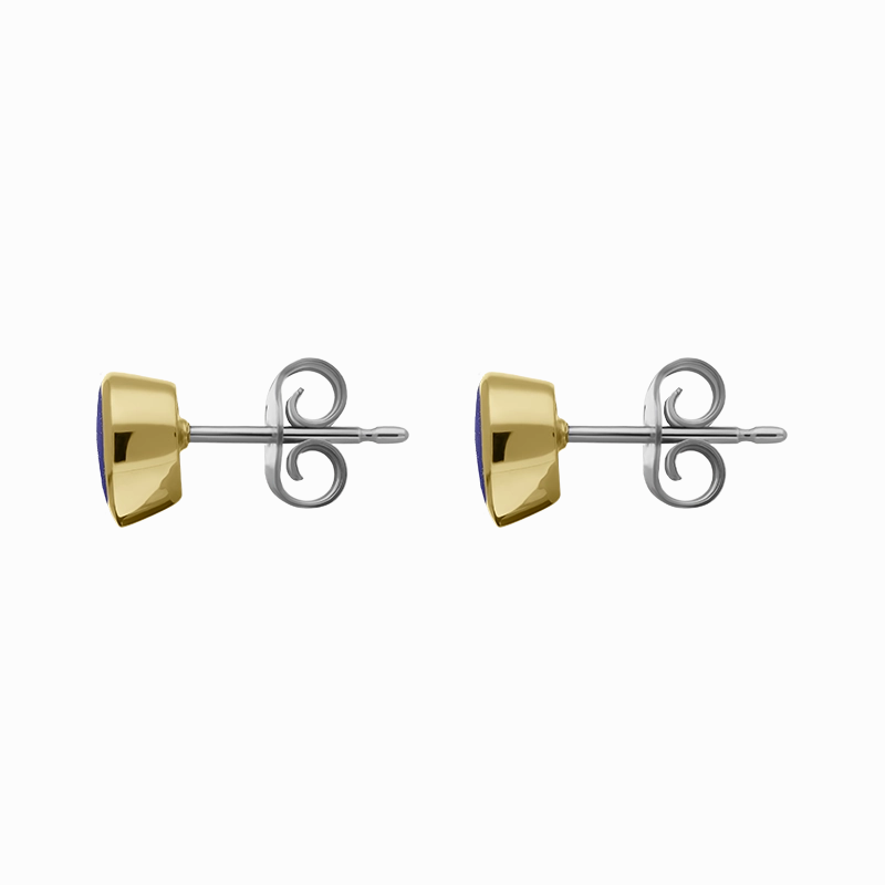 9ct Yellow Gold Sterling Silver Lapis Lazuli Stepping Stones 5x7mm Pear Stud Earrings