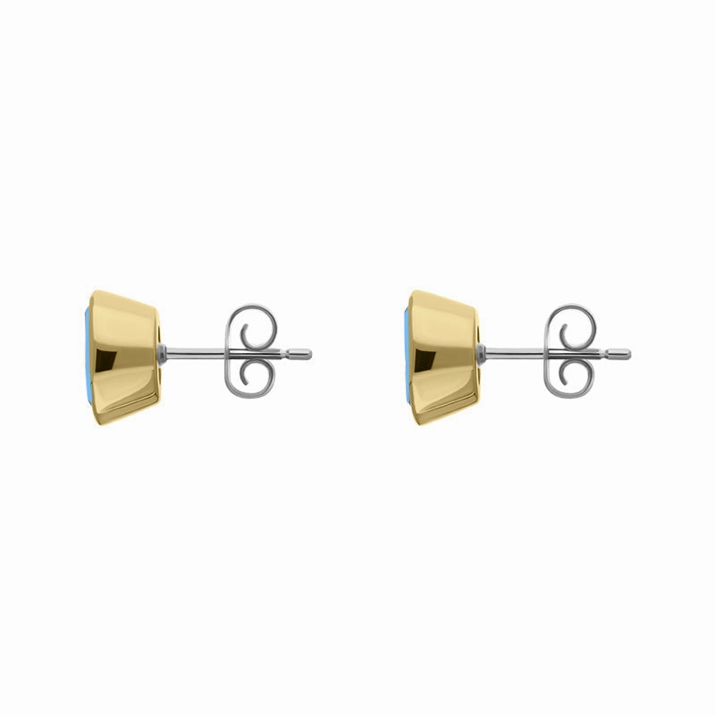 9ct Yellow Gold Sterling Silver Moonstone Stepping Stones 6x8mm Oval Stud Earrings