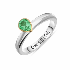 9ct Yellow Gold Sterling Silver Peridot Stepping Stones 5x7mm Pear Cut Bezel Set Ring