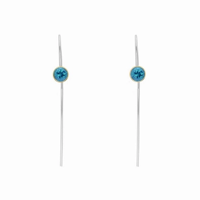 9ct Yellow Gold Sterling Silver Topaz Stepping Stones 5mm Round Hook Earrings