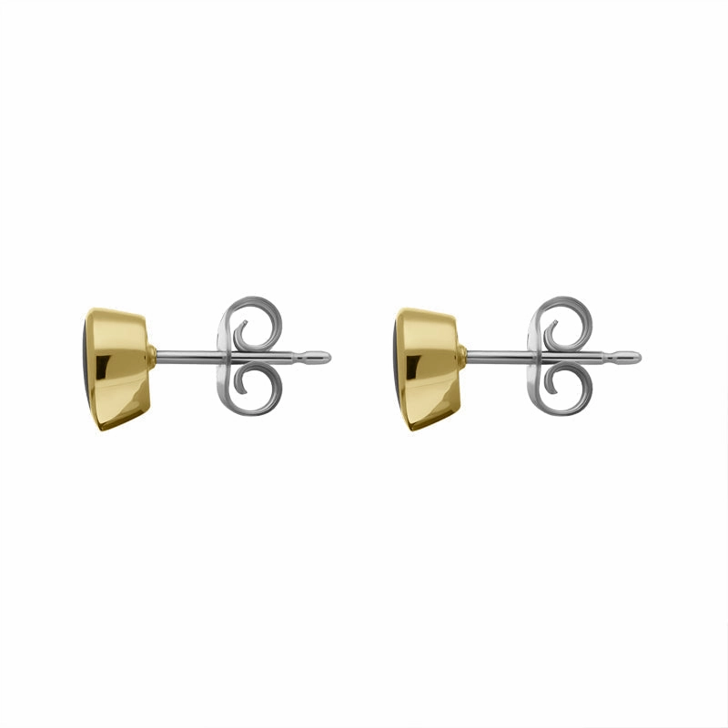 9ct Yellow Gold Sterling Silver Whitby Jet Stepping Stones 5x7mm Pear Stud Earrings