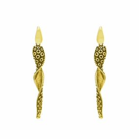 9ct Yellow Gold Tentacle Twist Drop Earrings