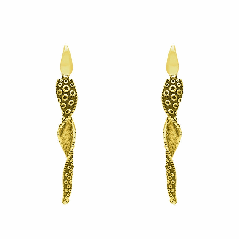 9ct Yellow Gold Tentacle Twist Drop Earrings