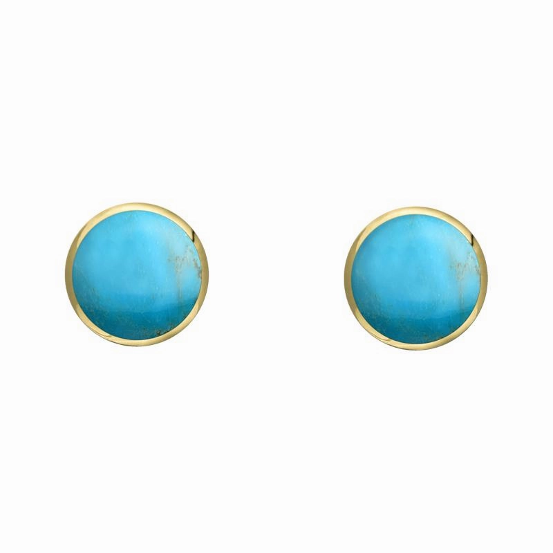 9ct Yellow Gold Turquoise 4mm Classic Small Round Stud Earrings