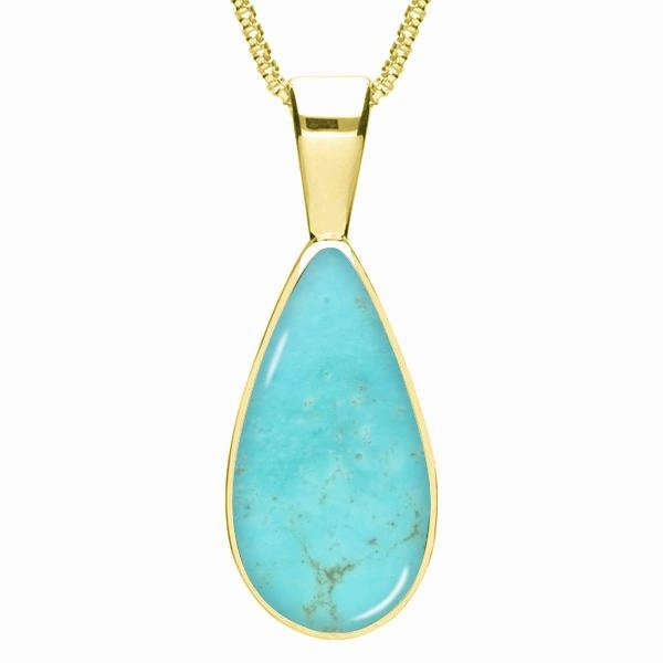 9ct Yellow Gold Turquoise Classic Teardrop Necklace