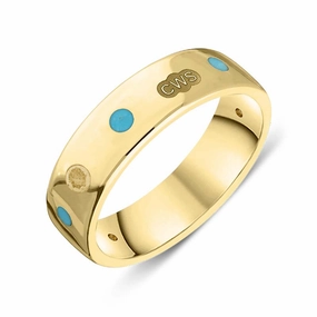 9ct Yellow Gold Turquoise King's Coronation Hallmark 6mm Ring D