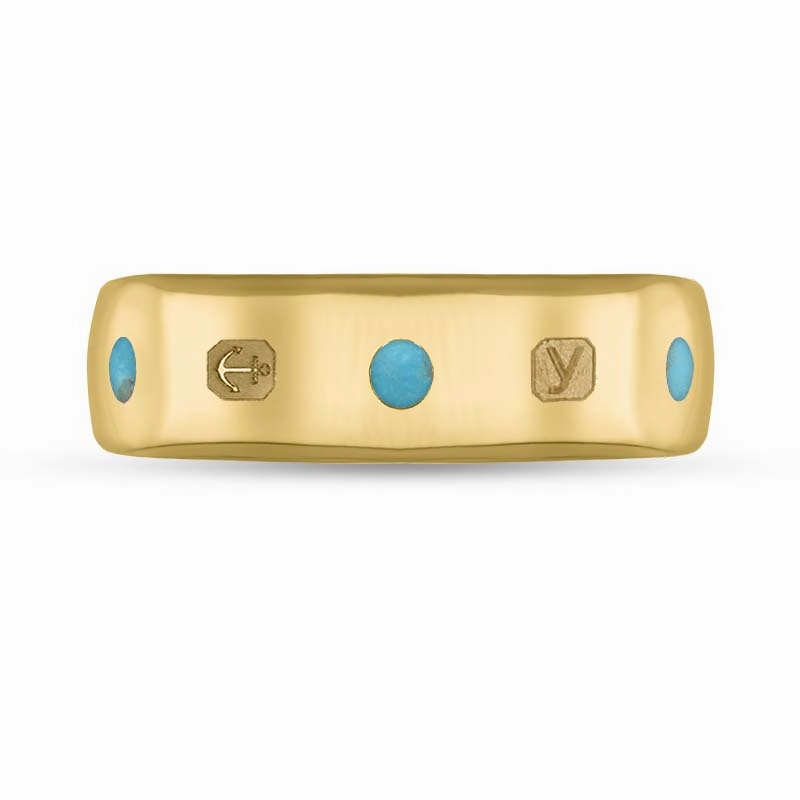 9ct Yellow Gold Turquoise King's Coronation Hallmark 6mm Ring D