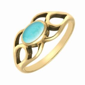 9ct Yellow Gold Turquoise Lattice Ring