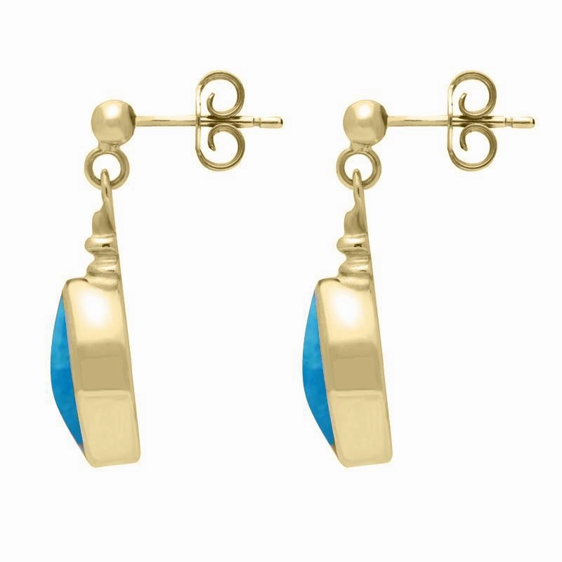 9ct Yellow Gold Turquoise Oval Bottle Top Drop Earrings