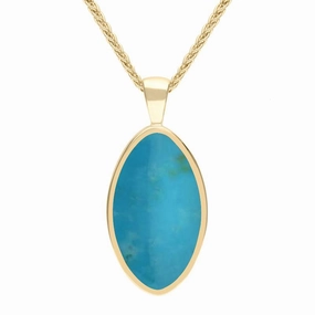 9ct Yellow Gold Turquoise Oval Necklace