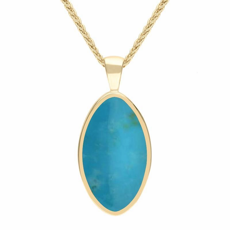 9ct Yellow Gold Turquoise Oval Necklace