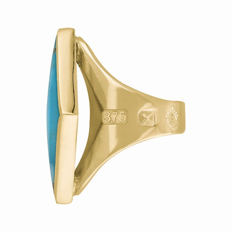 9ct Yellow Gold Turquoise Queen's Jubilee Hallmark Medium Rhombus Ring D
