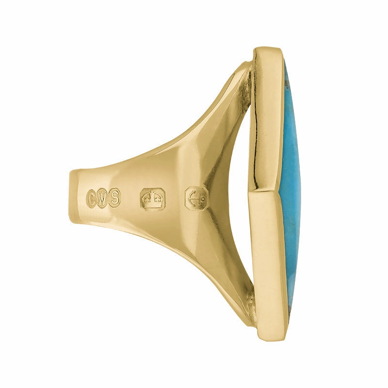 9ct Yellow Gold Turquoise Queen's Jubilee Hallmark Medium Rhombus Ring D
