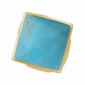 9ct Yellow Gold Turquoise Queen's Jubilee Hallmark Medium Rhombus Ring D