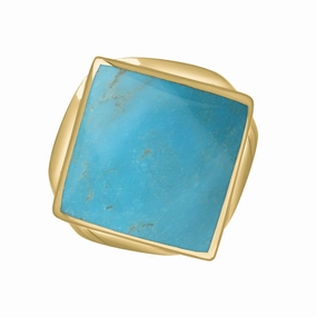 9ct Yellow Gold Turquoise Queen's Jubilee Hallmark Small Rhombus Ring D