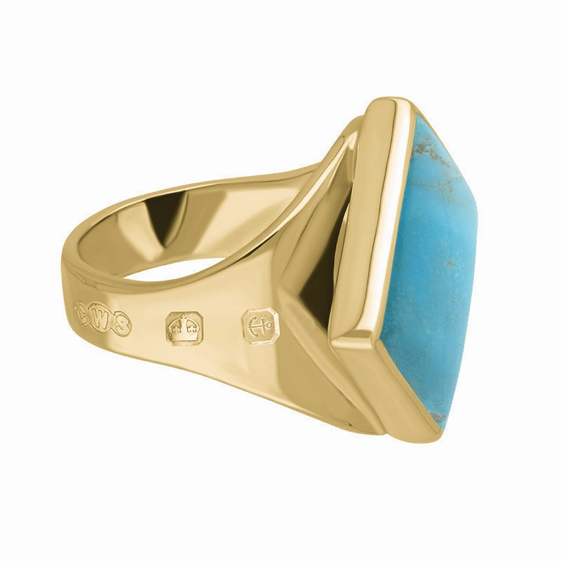 9ct Yellow Gold Turquoise Queen's Jubilee Hallmark Small Rhombus Ring D