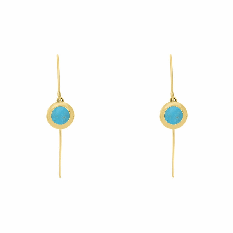 9ct Yellow Gold Turquoise Star Disc Drop Earrings