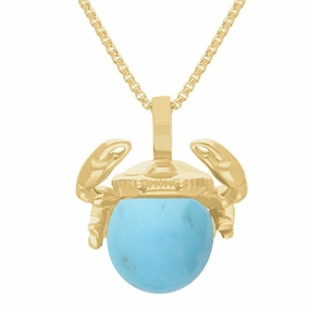 9ct Yellow Gold Turquoise Zodiac Cancer 8mm Bead Pendant