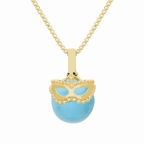 9ct Yellow Gold Turquoise Zodiac Gemini 9mm Bead Pendant