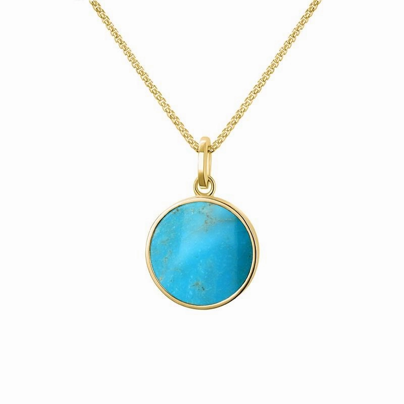 9ct Yellow Gold Turquoise  Zodiac Sagittarius Round Necklace