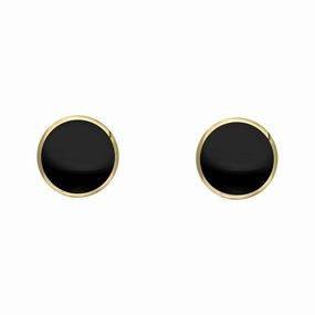 9ct Yellow Gold Whitby Jet 4mm Classic Small Round Stud Earrings