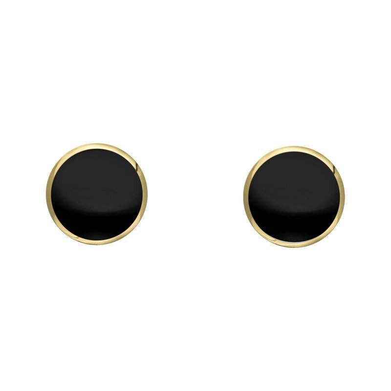 9ct Yellow Gold Whitby Jet 4mm Classic Small Round Stud Earrings